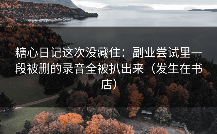 糖心日记这次没藏住：副业尝试里一段被删的录音全被扒出来（发生在书店）