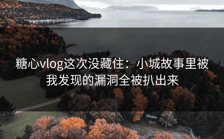 糖心vlog这次没藏住：小城故事里被我发现的漏洞全被扒出来