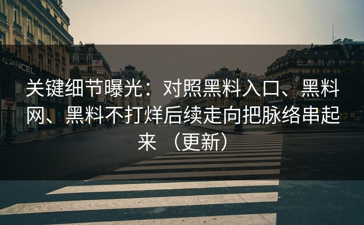 关键细节曝光：对照黑料入口、黑料网、黑料不打烊后续走向把脉络串起来 （更新）