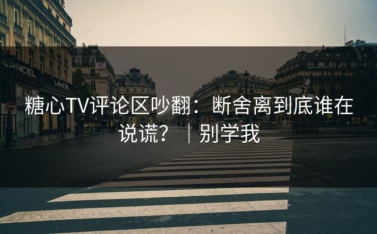 糖心TV评论区吵翻：断舍离到底谁在说谎？｜别学我