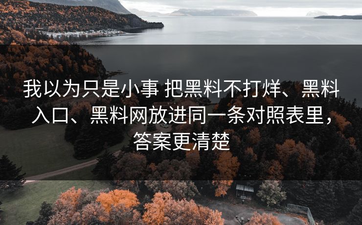 我以为只是小事 把黑料不打烊、黑料入口、<strong>黑料网</strong>放进同一条对照表里，答案更清楚