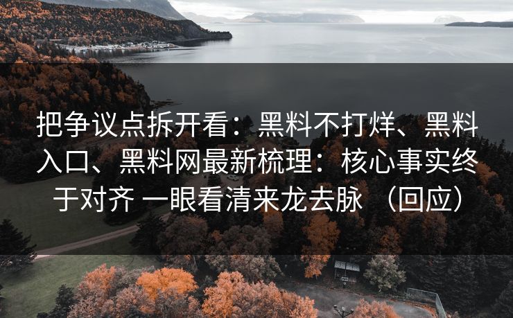 把争议点拆开看：黑料不打烊、黑料入口、<strong>黑料网</strong>最新梳理：核心事实终于对齐 一眼看清来龙去脉 （回应）