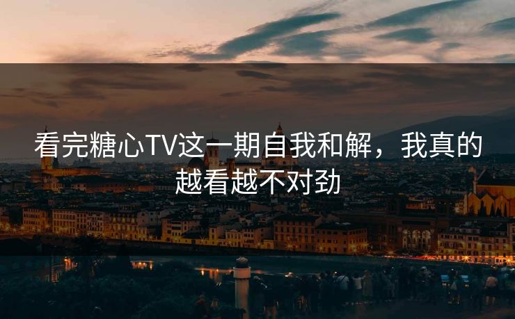 看完糖心TV这一期自我和解，我真的越看越不对劲