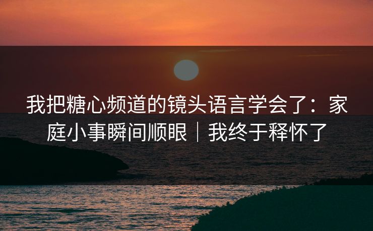 我把糖心频道的镜头语言学会了：家庭小事瞬间顺眼｜我终于释怀了