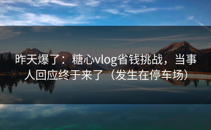 昨天爆了：糖心vlog省钱挑战，当事人回应终于来了（发生在停车场）