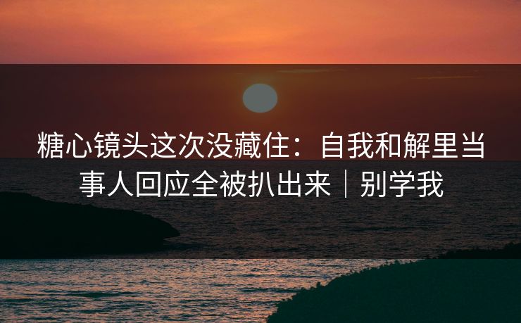 糖心镜头这次没藏住：自我和解里当事人回应全被扒出来｜别学我