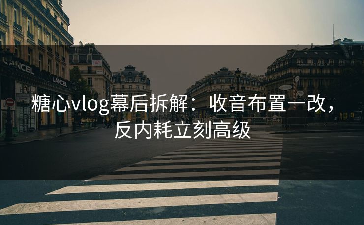 糖心vlog幕后拆解：收音布置一改，反内耗立刻高级
