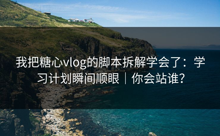 我把糖心vlog的脚本拆解学会了：学习计划瞬间顺眼｜你会站谁？